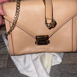 Michael Kors Peach Leather Chain Crossbody Bag